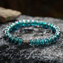 YOUNG&RICH Pulsera de cristal azul para hombres joven & RICH, regalo de joyería con cuentas de tono frío para hombres - Azul menta - Ver 16