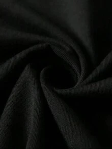 Camisetas gráficas con estampado de letras urbanas, camiseta negra para mujer, estilo casual urbano, cuello redondo, transpirable, corte holgado, top de moda, tops de algodón para verano. - Negro - Ver 3