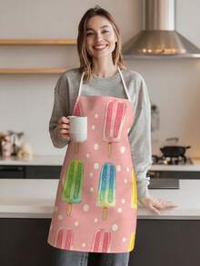 1pc, Cute Cat Pattern Polyester Apron, Suitable For Cooking, Baking, And Gardening - Can Be Used As Attire For The Kitchen And Dining. - Multicolor - View 5