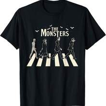 The Monsters - Funny Monsters Crossing The Road T-Shirt - Black - View 1