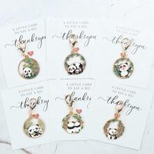 1pc/6pcs Cute Panda Keychain, Comes With Thank You Card, Decor For Backpack, Keychain Ornament, Suitable For Panda Lovers, Birthday, Party Gifts - Multicolor - View 3