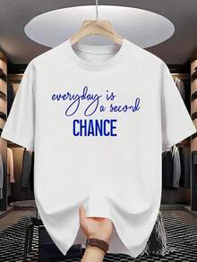 Camiseta de manga corta con estampado de letras para hombres de moda de verano - Blanco - Ver 8