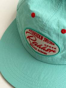 Mũ lưỡi trai unisex mềm mại, kiểu dáng retro, in chữ, tối giản, che nắng, mũ snapback nhanh khô, vành phẳng, thích hợp cho hoạt động ngoài trời, màu xanh lá cây. - Ngôi sao chữ cái hình bầu dục - Xem 8