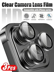 MIGAE 3pcs - 17 Pro Max/ 17 Pro Camera Lens Protector, 1:1 Original Replica, Restores Authentic Device Feel, Tempered Glass HD Anti-Scratch Protective Case, Suitable For IPhone Phone Cases (Black) - Black - View 32