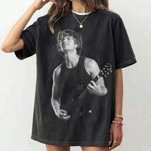 Camiseta Negra para Mujer de Joe Keery - Cuello Redondo Clásico de Algodón, Camiseta Básica Suave para Uso Diario - Multicolor - Ver 2