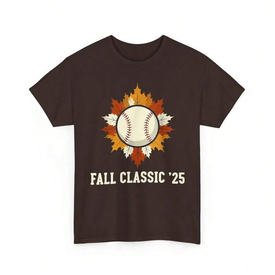 Unisex Autumn T-Shirt, Classic Baseball Style '25 Fall Diamond Spirit. - 黑色 - 查看 1