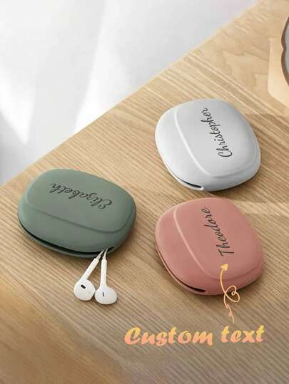 Customized Text LOGO Personalized 3/1 Piece, Multifunctional Storage Bag, Portable Earphone Cable Data Cable Storage Box, Portable Charger Earbuds Anti-Tangle Pouch, Compact And Portable, Suitable For Storing USB Drives, Cables, Keys, Chargers, Ideal For Daily Outings And Travel