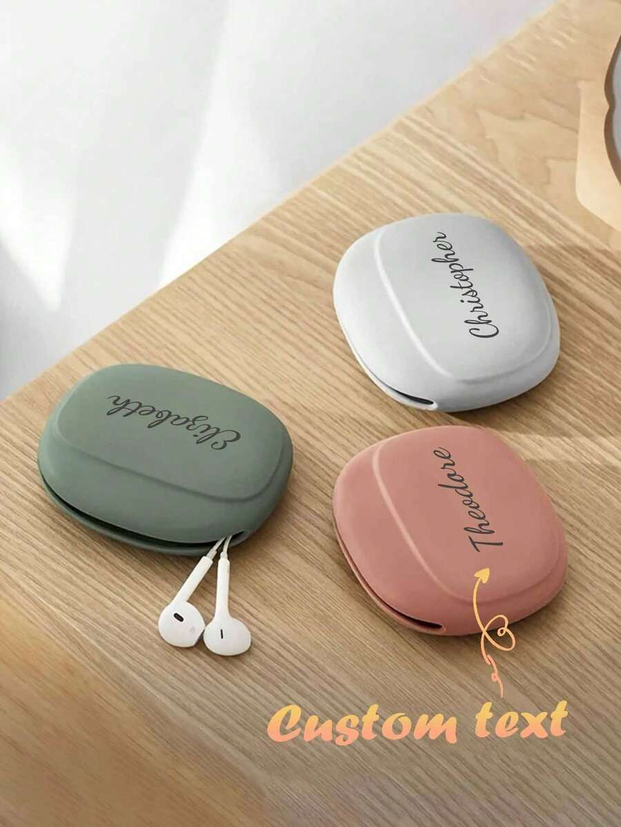 Customized Text LOGO Personalized 3/1 Piece, Multifunctional Storage Bag, Portable Earphone Cable Data Cable Storage Box, Portable Charger Earbuds Anti-Tangle Pouch, Compact And Portable, Suitable For Storing USB Drives, Cables, Keys, Chargers, Ideal For Daily Outings And Travel - Multicolor - View 1