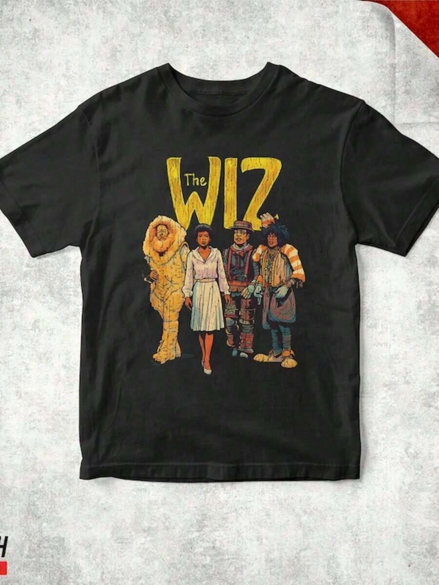 1 The Wiz Vintage Retro T-Shirt From The 70s, Unisex, 180 G, 100% Cotton - 黑色 7 - 查看 1