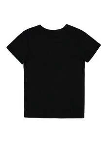 100% cotton Camiseta de cuello redondo con estampado de letras, camiseta de manga corta casual para primavera y verano, ropa de mujer - Negro - Ver 2