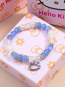 SANRIO 1条KT猫心仿猫眼石铃铛串珠手链，百搭日常佩戴，送给女朋友或学生的礼物 - B - 查看 5