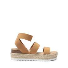 Womens Open Toe Espadrilles Dressy Platform Sandals Slip On Elastic Ankle Strap Wedges Sandals - Camel - View 6