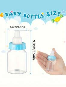 12/6pcs/1pc-Pink & Blue Mini Baby Bottle Candy Boxes, Gender Reveal Party Supplies, Baby Shower Favors, Baby Shower Decorations, Mini Plastic Baby Bottle Candy Containers, Baptism And Naming Party Mini Baby Bottle Candy Boxes, Mini Bottle Shaped Candy Containers, Suitable For Baby Shower, Gender Reveal, Baptism Party Supplies - Multicolor - View 8
