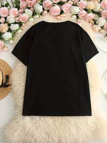 Women's T-Shirt For Spring And Summer - Black - View 2