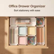 Multifunctional Cosmetics Stationery Sticky Notes Documents Organizer Storage Box, Home Office School Desktop Compartment Container For Jewelry Accessories Art Supplies Desk Organization Decor - Multicolor - View 5