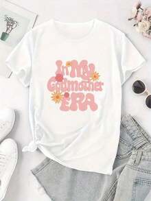 This Is My Women's Short-Sleeved T-Shirt With Cartoon Letter Print, A Simple, Casual And Sporty T-Shirt, A Comfortable Summer T-Shirt For Vacation - Unisex Cotton Loose Short-Sleeved Round Neck Urban Vintage Style T-Shirt. - 白色 - 查看 6
