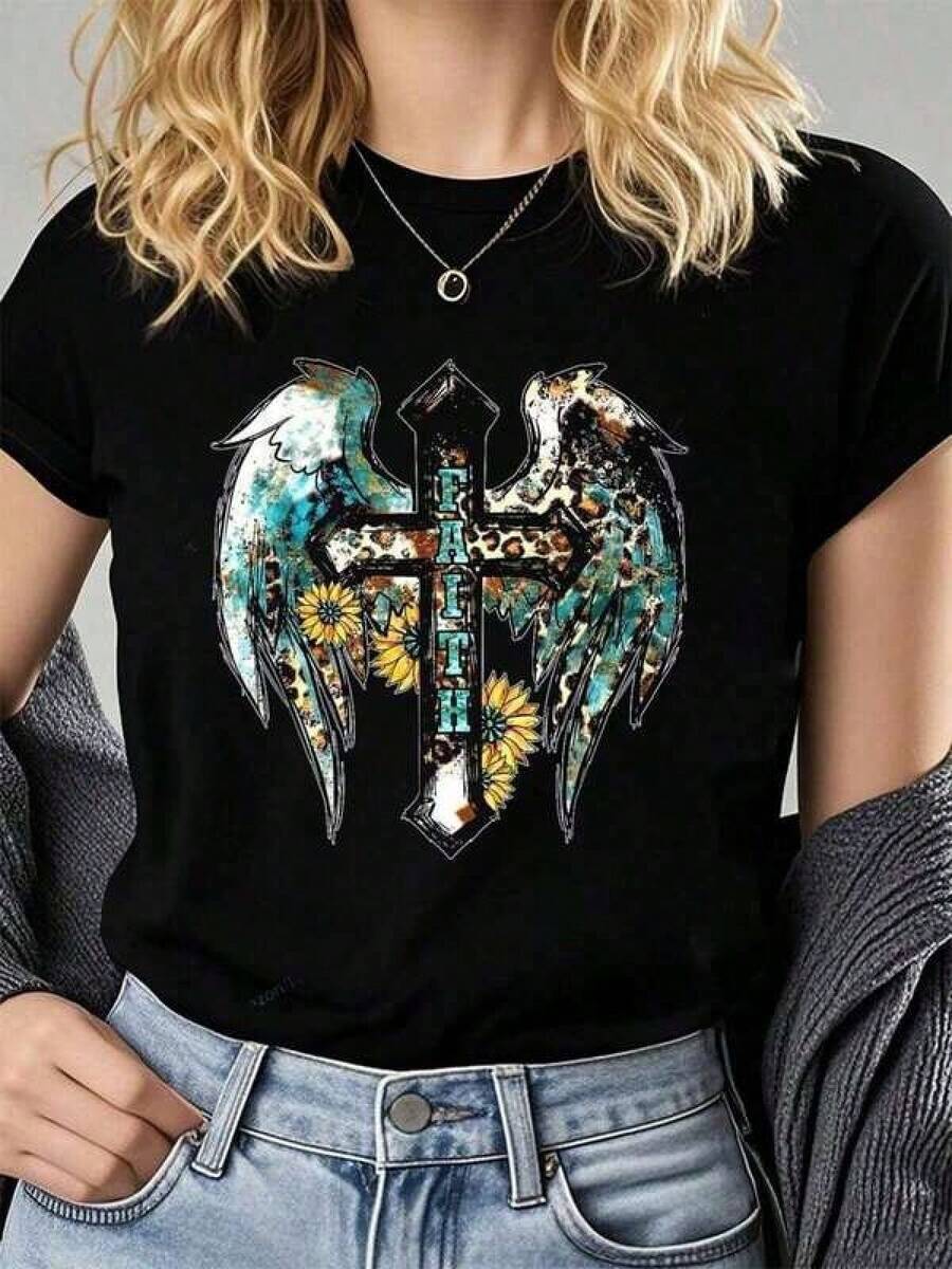 Dam-T-shirts - Svart - Visa 1
