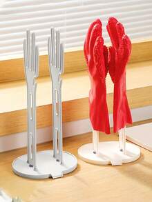 1pc Multifunctional Detachable Glove Drying Rack, Space-Saving Kitchen Rubber Glove Drying & Draining Rack, Kitchen And Bathroom Towel Cloth Storage Rack With Draining Base Glove Holder - Multicolor - View 3