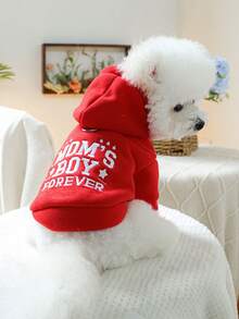 1pc Pet Clothes, Dog/Cat Apparel, Cute Outfit For Small Dogs, Comfortable Hoodie Series, Suitable For Spring/Autumn - Red - View 4