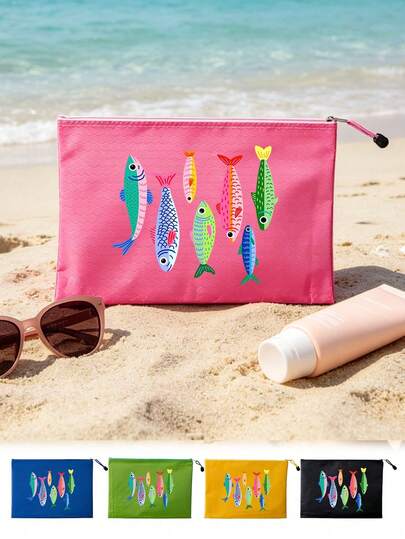 Waterproof And Stylish Beach Bag With Cute Little Fish Pattern,Ocean Theme Large Capacity Transparent Makeup Bag With Nylon Zipper,Lightweight Sun Protection Storage Bag,Multifunctional Storage Bag,Perfect For Swimming, Beach, Diving, And Summer Vacations, Student Return To School, For Friends, Family, Besties, Classmates,Unique Birthday Gifts, Holiday Gifts, Party Gifts, Teacher'S Day Gifts, Vacation Gifts, Wedding Gifts, Back-To-School Gifts