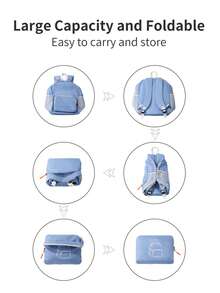 1pc Foldable Super-Light Portable Storage Bag Waterproof Backpack For Travel, Outdoor And Sports Travel Bag Camping, Holiday Essential, Camping, Hiking Bag Nylon Outdoor Backpack Multi-Pocket Lightweight Travel Bag; Large Capacity Minimalist Student Backpack Back-To-School Essentials Gifts For Students - Multicolor - View 10