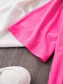Plus Size - Plus Size - Fashionable Short Sleeve Crew Neck Printed T-Shirt, Plus Size Women's Clothing, Women's Clothing - 玫紅色 - 查看 4