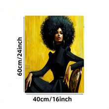 Enmarcado Placa decorativa de pared para el Día de la Mujer, 1 unidad, enmarcada en , con figura femenina en negro y amarillo. Letrero colgante de estilo bohemio contemporáneo, ideal para sala de estar, dormitorio, oficina o cocina. Tamaño: 40 x 60 cm (16 x 24 pulgadas). - Enmarcado - Ver 5