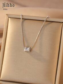 Hihho 1pc Minimalist Waist Chain Necklace For Women, Elegant Snake Bone Chain With Zirconia Pendant, Suitable For Daily, Date, Party And Other Occasions, Great Gift For Girlfriend, Best Friend, Mother - Small waist - View 7