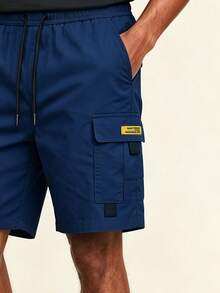 AHTELB Men's Summer Casual Sports Cargo Pants, Elastic Waist Drawstring Multi-Pocket Design, Loose Breathable Outdoor Fitness Running Sports Pants, Suitable For Daily Commute, Outdoor Hiking, Fitness Running Sports Wear, Perfect Gift For Husband, Boyfriend, Friend And Father, Men Shorts, Gym Clothes Men, Workout Shorts, Basketball Shorts - Blue - View 5