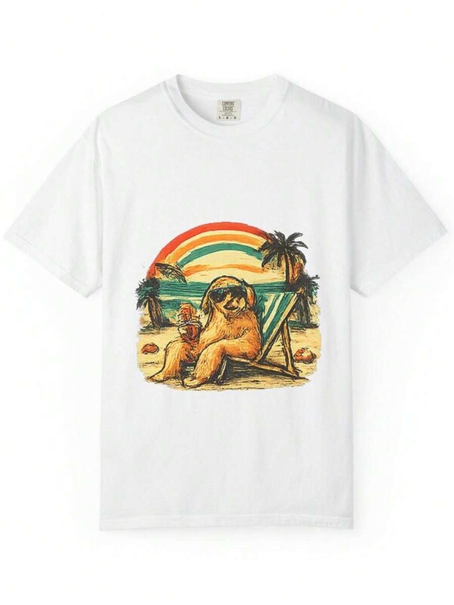 RelA1Jarse en otra escena de playa T1S1Hirt R SunS1et Palm Graphic