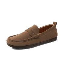 Men's Penny Loafers Suede Leather Moccasins Casual Driving Shoes Slip-On Lightweight Comfortable Shoes - màu nâu - Xem 3