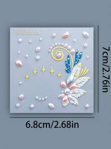 1pc Rhinestone Eye Jewel Sticker - Half Eye Pink & Blue Floral Rhinestone Sticker, Self-Adhesive Face Gems, Suitable For Eye Makeup, Music Festivals, Parties And Outings, Convenient Reusable Decoration To Enhance Eye Makeup,Rhinestone Face Sticker - Multicolor - View 12