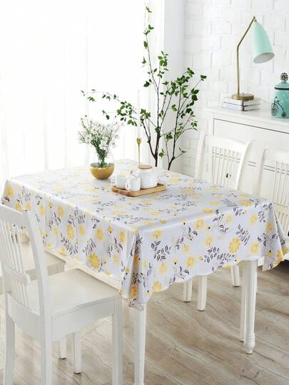 1PC Green Black Plaid & Leaf Print PVC Composite Flannel Tablecloth, Waterproof Oilproof Spill-Proof Table Cover, Easy Clean Reusable Rectangular Tablecloth For Kitchen, Dining Room, Party, Home Decoration