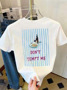 Women's White Short Sleeve Summer T-Shirt | Fashionable T-Shirt With Striped Puppy Print Riding In A Small Car, Excellent Choice For Daily Wear, Casual T-Shirt With Dog Print On Scooter, Summer Graphic T-Shirt, Cool Summer Clothes. - 白色 8 - 查看 5