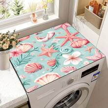 1pc Starfish & Shell Pattern Printed Washing Machine Dust Cover Mat, Rubber Soft Bottom, Laundry Room Accessory, Washing Machine Top Protective Pad, Quick Absorbent And Dry, Refrigerator Dust Cover, Coffee Maker Countertop Absorbent Mat, Diatomite Draining Mat, Modern Laundry Room And Kitchen Appliance Washing Machine And Dryer Dust Cover, Home Decor, Kitchen & Dining Decoration - Multicolor - View 10