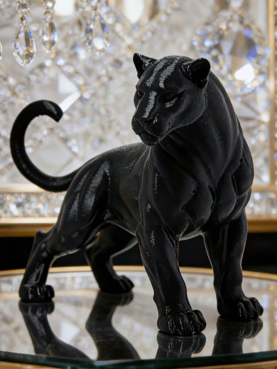 1/2pcs Strong Leopard Statue Decor, Dreamy Design, Desktop Decoration, Creative Gift, Car Dashboard Decor, Home Decor, Bonsai Decoration, Valentine's Day, Christmas, Gift (Statue Ornament) - Regular Model - View 1