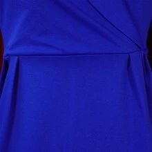 Nuevo 2026 Vestido Mujer Otoño Invierno Cuello en V Manga Abierta con Abertura Corte Ajustado Estilo Elegante - Azul - Ver 6