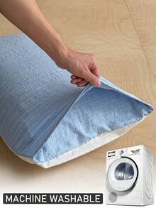 1 chiếc vỏ gối kiểu Ins kẻ sọc dọc, chất liệu jacquard, kiểu dáng hiện đại hai màu xanh kaki, thích hợp cho mọi mùa, mềm mại và thoáng khí, có thể giặt máy, không kèm ruột gối. - Màu Khaki - Xem 6
