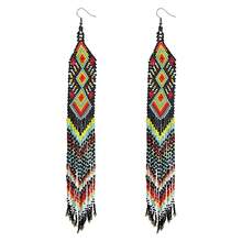 AHAYA Anting Rumbai Manik-Manik Kaca Buatan Tangan, Anting Panjang Menjuntai Hingga Bahu dengan Manik-Manik Gradien Warna-warni, Aksesori Goth Cocok untuk Pemakaian Sehari-hari, Festival, dan Pesta - Hitam - View 8