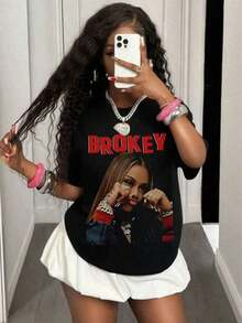 Cotton Clothing For Teenage Girls, Y2K-Inspired Letter Print T-Shirt - Casual Crew Neck, Short Sleeves, Machine Washable - Perfect For Spring/Summer/Autumn, Fashion, Streetwear, Unisex, Men, Women - 1 - 查看 9