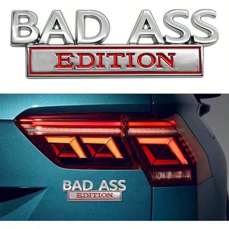 Car Bad Edition Emblem, Car Badge Stickers, Bad Edition Personalized 3D Badge Decoration, Cars Fender Bumper Hood Trunk 3D Badges Sticker Decal Universal For Cars (Black) - Black - 查看 1