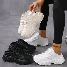 2026 Summer Fashion Women's Casual Slip-On Sneakers, Mesh Breathable Comfortable Women's Shoes, Thick Sole Women's Shoes With Rebound Sole, Suitable For Outdoor Walking, Fashionable Versatile Women's Shoes, Suitable For All Seasons - Black - View 6