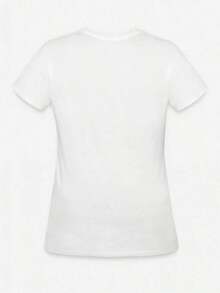 Women's Clothing. Tropical Vacation Outfits For Women, Short-Sleeved T-Shirt With A Round Neck And A Sacred Heart And Cross Design, Suitable As A Valentine's Day Gift. 100% Cotton Outfits, Women's Shirts - 白色 - 查看 3