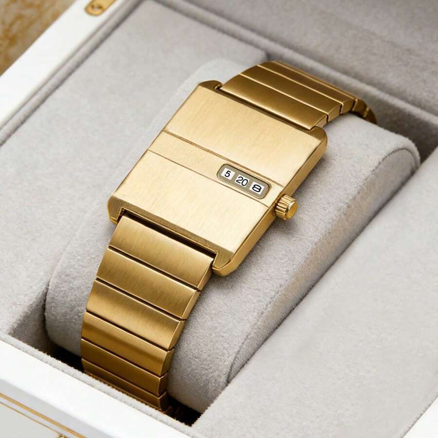 Relógio de quartzo feminino minimalista retrô de luxo, presente de alta qualidade para ocasiões formais e informais, relógio de quartzo quadrado com calendário. - Tamanho Único - Ver 1