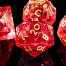 7 piezas Juego de dados de resina líquida D&D, dados poliédricos de bordes afilados, dados de resina hechos a mano para juegos de rol, juegos de mesa, rojo - Multicolor - Ver 5