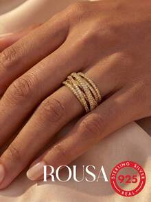 1pc Women's Pure Silver Criss-Cross Ring, Suitable For Valentine's Day/Birthday/Couple Gift, Can Be Stacked For DIY Romantic Thin Rings, Exquisite Jewelry Gift - Cross - View 2