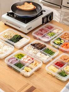 1/3/6pcs Practical 4/6 Compartment Reusable Food Prep Storage Containers, Meal Prep Containers, Multi-Function Snack & Fruit Tray & Portion Control Lunch Box, Suitable For Adults, Ideal For Home, School, Office, Travel, Birthday & New Year Gift - Multicolor - View 8