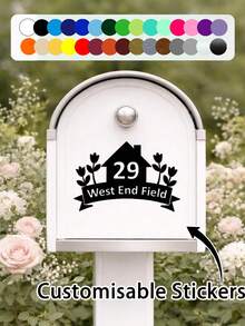 Trash Can Sticker Set (Optional 1/2/3/4/5/6/7/8/10pcs): Customized Stickers, Including Room Number And Floral Pattern. Personalized Text And Address Labels, Mailbox Number And Street Name Stickers. Waterproof And Durable, Self-Adhesive And Easy To Apply. Suitable For Trash Cans, Mailboxes, Houses And Recycling Bins, Multiple Colors Available. - Multicolor - View 3