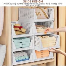 4 Pack Folding Closet Organizers Stackable Plastic Storage Boxes Drawer Organiser Baskets For Bedroom Kitchen Bathroom White - 8 PACK-l - View 7