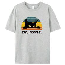 2025 Camiseta con estampado de gato acogedor para hombre, camisetas de algodón con estampado de Anime de alta calidad, ropa informal divertida para mujer, camiseta Unisex - Negro - Ver 11